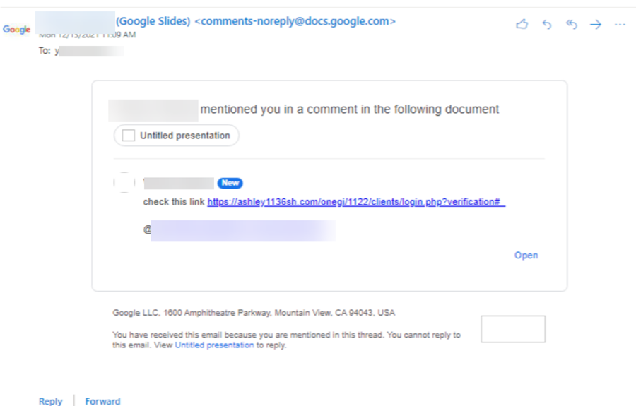 Tin tặc phát tán link độc hại qua tính năng “comment” trên Google Docs