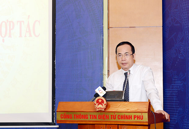Đ/c Nguyễn Đăng Đào – Phó Trưởng ban Ban Cơ yếu Chính phủ phát biểu tại Lễ ký kết giữa Cổng TTĐT Chính phủ và Ban Cơ yếu Chính phủ