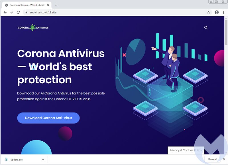 Phát hiện phần mềm độc hại “Diệt virus Corona”