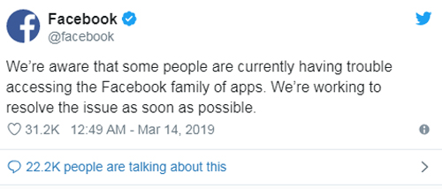 Facebook bị sập mạng trên toàn cầu