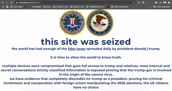 Trang web của Tổng thống Mỹ Trump bị sửa đổi