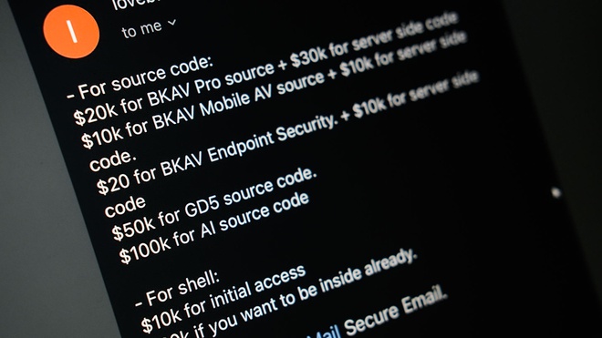 Dữ liệu của Bkav bị hacker rao bán với giá 290.000 USD