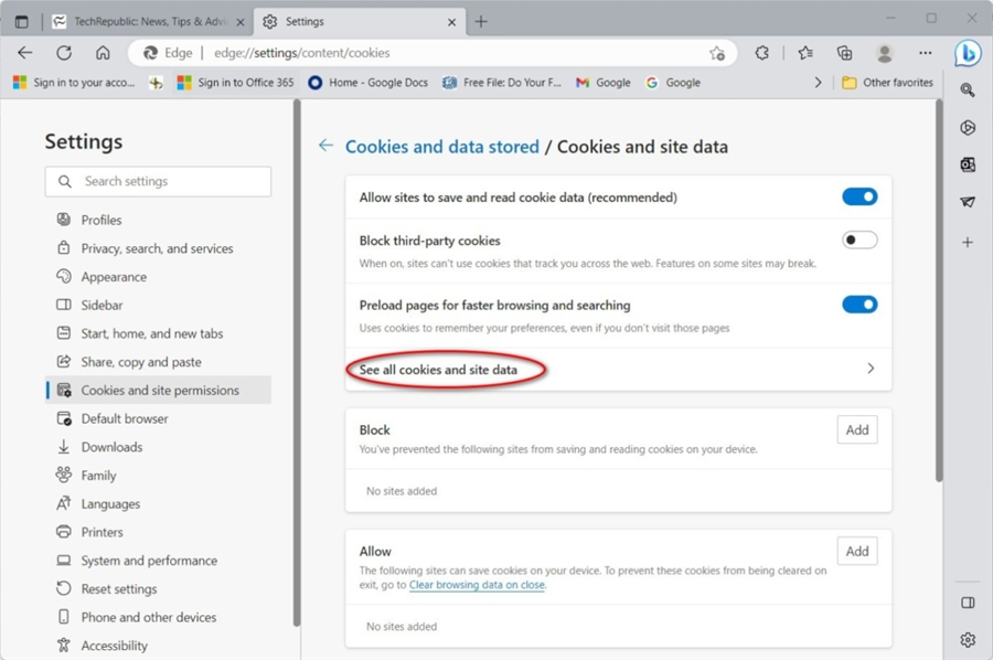 Cách xóa một cookie cụ thể trong trình duyệt Microsoft Edge