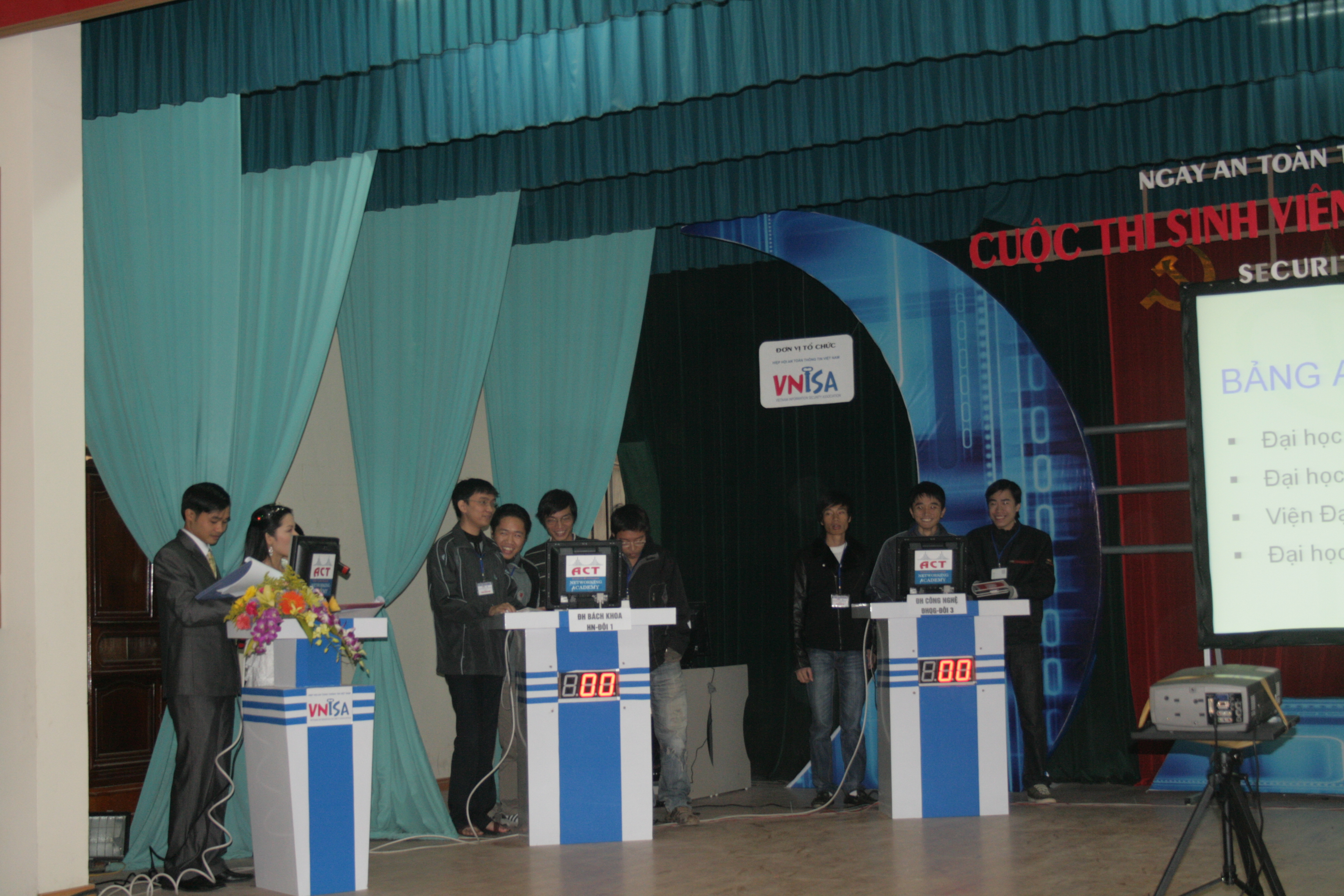 Quang cảnh cuộc thi Sinh viên với An toàn thông tin 2009 tại Hội trường Học viện Kỹ thuật Mật mã, Hà Nội.