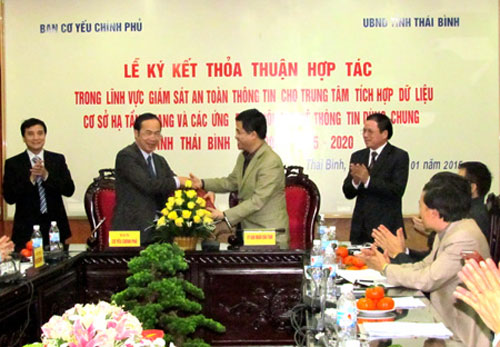Ban Cơ yếu Chính phủ và tỉnh Thái Bình thỏa thuận hợp tác trong lĩnh vực giám sát an toàn thông tin