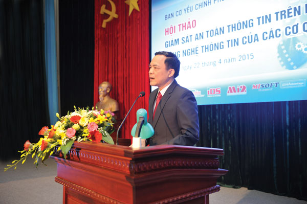 Đồng chí Đặng Vũ Sơn, Trưởng ban Ban Cơ yếu Chính phủ phát biểu khai mạc Hội thảo